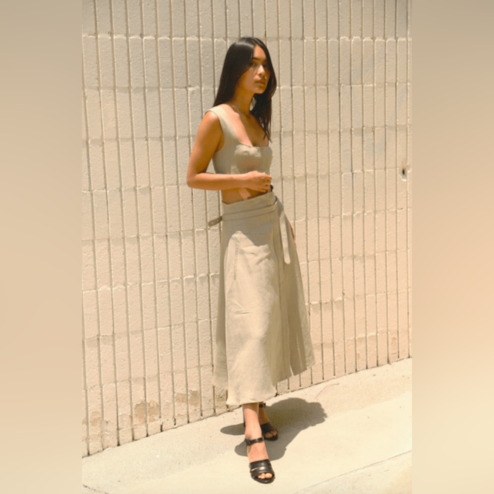 LE KASHA JIRJA Linen Top S + Haifal Skirt XS Ivory – Retail $1199
